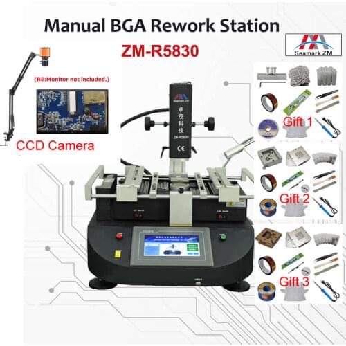ZhuoMao ZM-R5830 3 Zones Hot air BGA Rework Station reballing machine 4500W Soldering with Microscope CCD Camera