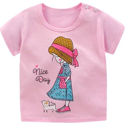 ZWY984 Good Quality Cotton Childrens Summer Short Sleeve T-shirt Girls Cotton Bottomed Short Sleeve T-shirt for Children