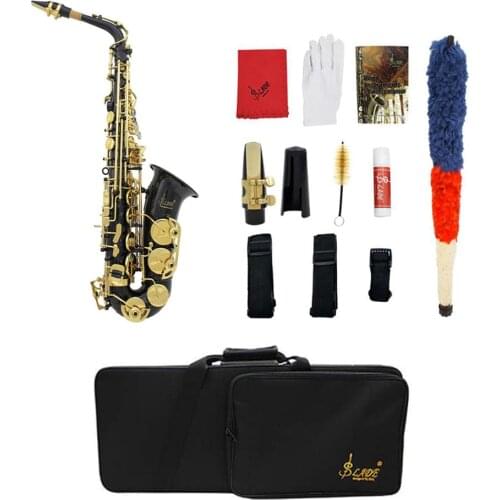 1 Set Exquisite Eb Alto Saxophone High F Key With Storage Bag Mouthpiece Strap Reed Mute Brush, 27.16 x 22.24 x 4.72inch, Black