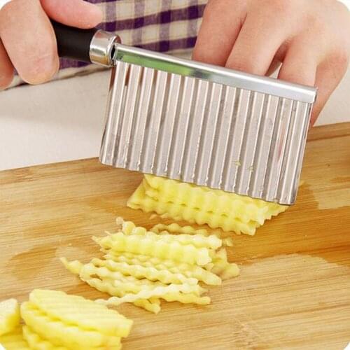 1PC Potato Wavy Edged Knife Stainless Steel Kinfe Kitchen Gadget Vegetable Fruit Cutting Tool French Fries Knife 1066A