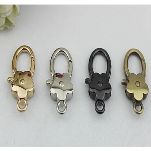10 PCS/lot) key button hook hanging small lovely flowers diy metal bag aglet link decorative buckle accessories