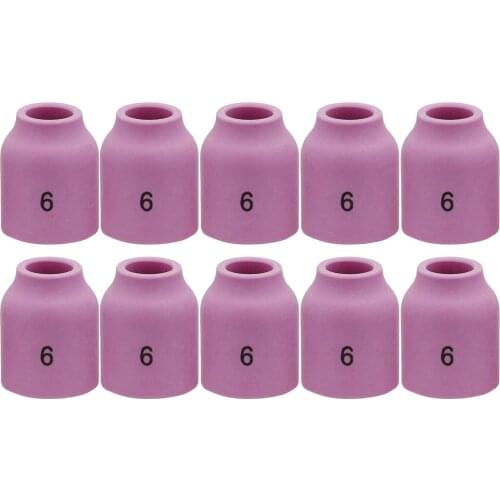 10pcs TIG Gas Lens Alumina Nozzle Ceramic Cup 53N60 6# 3/8" For SR WP- 9/20 & SR WP-17/18/26 TIG Welding Torch