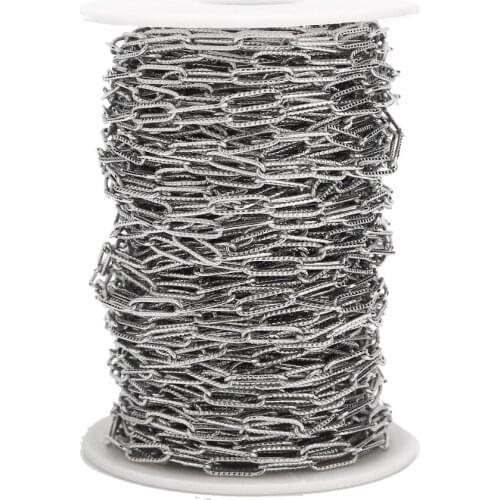 2M Stainless Steel Cable Chain Link in Bulk for Necklace Jewelry Accessories DIY Making 12mm*4mm