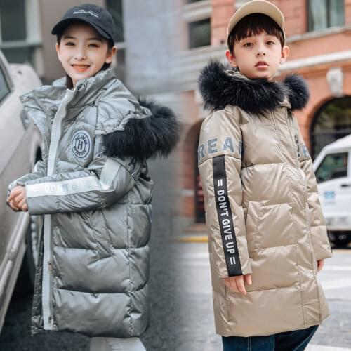 2021 Winter Parka For Girls -30 Degree Children Down Jacket Real fur Collar Boys Long Coat Ski Suit Thicken Kids Snowsuit 5-12Y