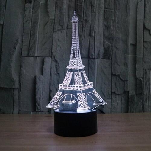 3D acrylic Eiffel Tower night light lamp charging luna light best christmas birthday gift round light free shipping