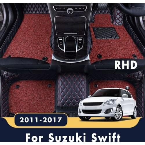RHD Carpet Car Floor Mats For Suzuki Swift 2017 2016 2015 2014 2013 2012 2011 Luxury Double Layer Wire Loop Auto Accessories