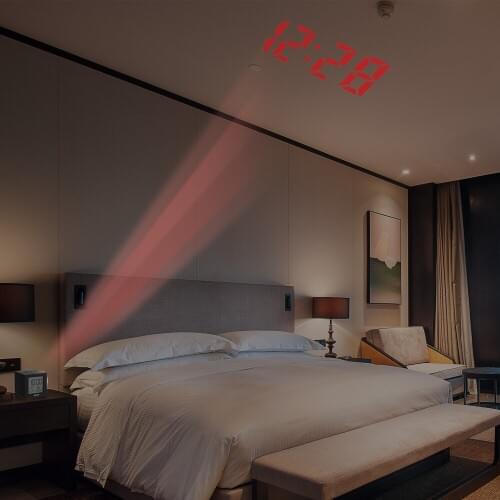 B0212ST Projection Clock Seven-color Backlight Temperature Calendar Week Time