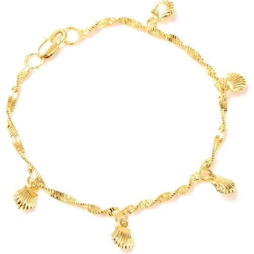 Bangrui 8.26 inch gold fanshell pendant Chain Bracelet Men Jewelry party Gift Wholesale rendy snake Chain Bracelet