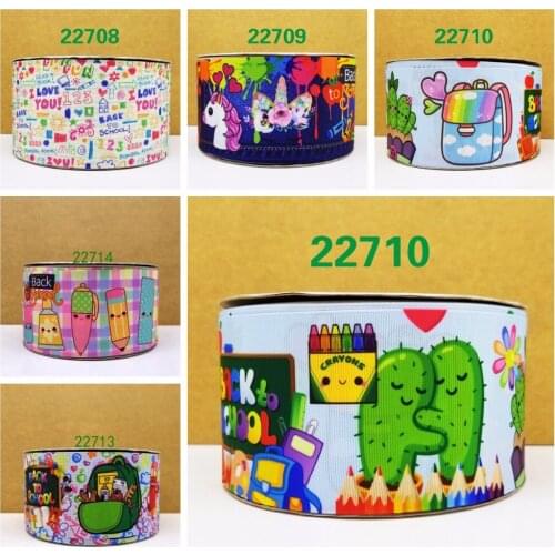 Free shipping 50 yard per size back to school ribbon printed grosgrain ribbon 22709