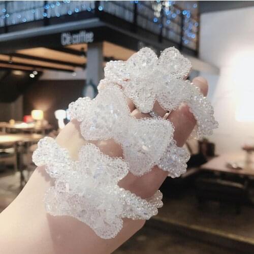 Shining Crystal Flower Cartoon Pearl Elastic Hair Bands For Women Hair Accessories Rubber Band Hair Ring Hair Ties
