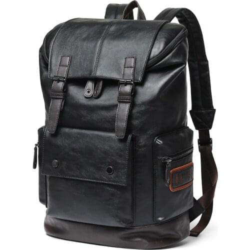 Mens Large Leather Antitheft Travel Backpack Boy Big Capacity School Male Business Shoulder Bag Laptop Bags Men Black Bagpack