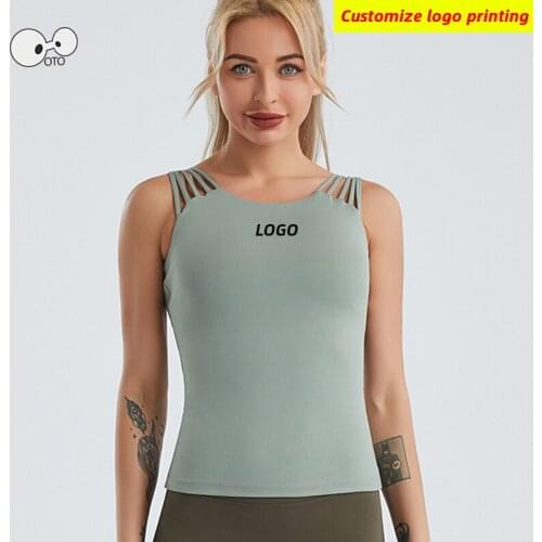 Quick Dry Sleeveless Running Shirts with Push Up Sports Bra Women Yoga Vest Sportswear Singlet Gym Fitness Tank Top Custom