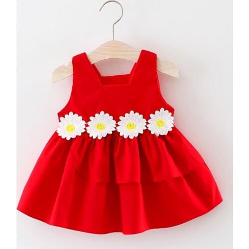 Childrens Cute Floral Clothing for Girls Sleeveless Dress Little Baby Solid Color Clothes 2021 Summer Infant Baby Costume 3M-3T