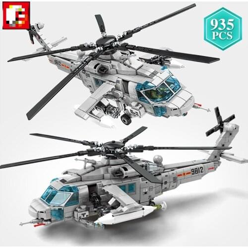 City Police Technic Military Series Armed Helicopter Building Blocks AVIC Aircraft Bricks Toys Holiday Gift for Kids