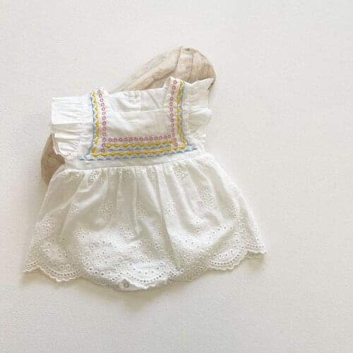 0-3T Newborn Kid Baby Girls Lace Romper Summer Short Sleeve Clothes White Jumpsuit Cute Sweet New born Dress Outfit