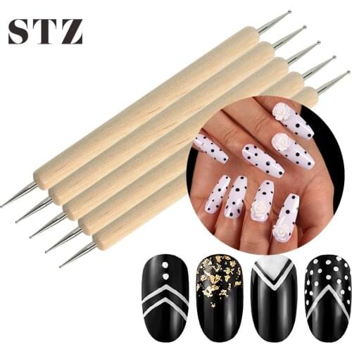 Double Ends Nail Dotting Pen Drawing Painting UV Gel Polish Brush Wax Pencil Rhinestone Stud Picker Manicure Nail Art Tool NAO10