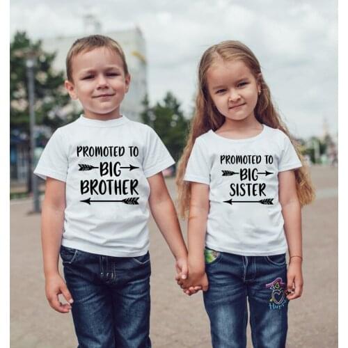 Promoted To Big Brother Big Sister Kids Matching Tshirt Boys Girls Tops Summer Short Sleeve Toddler Shirt Casual Children Cloth