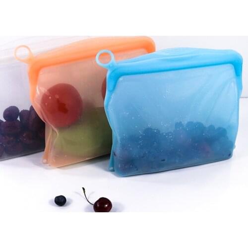 Reusable Silicone Food Storage Bag Kitchen Food Fresh Keeping Bags Top Leak-Proof Container Food Freezer Bag Fruits Fresh Wrap