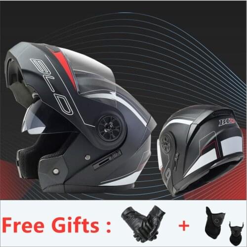 DOT Approved Cool Black Modular Flip Up Motocross Helmet Double Lens Moto Motorcycle Helmet Casco Safety Motorbike Capacete