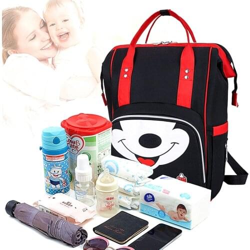 Disney Minnie Mickey Cartoon Travel School Bag Backpack Diaper Bag Backpack Handbag Pee Baby Multifunctional Travel Backpack Mom