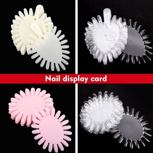 False Nail Tips Clear Nature Pink Nail Art Display Round Heart Style Nail Swatch Polish Stand Tips Practice Manicure Tools