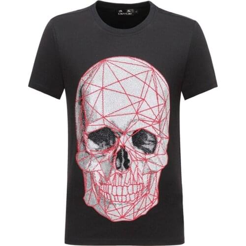 PPFRIEND Cotton Big Skull Print Loose Mens o-neck t shirts Fashion Mens Tops Men T-shirt Short Sleeve Male Tshirt ADT901094