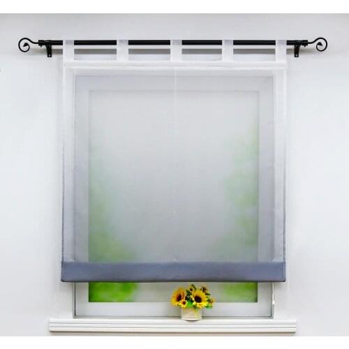Roman Shade European Style Window Curtain For Living Room Kitchen Tab Top Fabric Tulle Voile