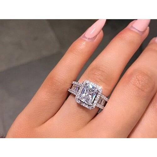 European and American boutique pop ring AAA grade zircon engaged female crystal ring womens party jewelry