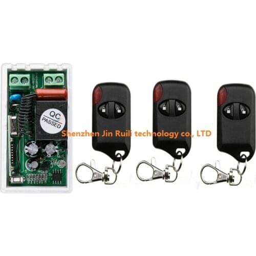 Most simple wiring 220V 1CH Wireless Remote Control Switch System 1*Receiver + 3*Transmitters for Appliances Gate Garage Door