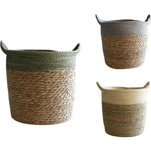 Nordic Straw Storage Basket Rattan Floor Flower Pot Crafts Decor Modern Home Living Room Bedroom Shop Plant Basket