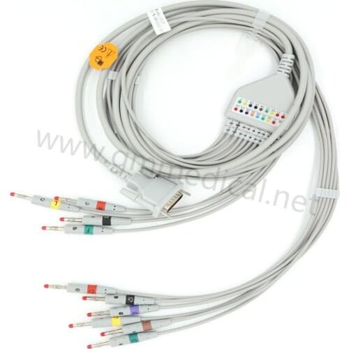 Compatible with Schiller EKG Cable with 10-Lead Leadwires ,IEC,Banana 4.0
