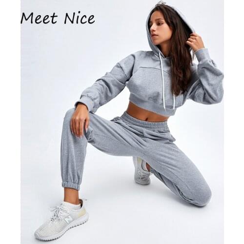 Sport 2 Two Piece Set Women Hooded Top and Trousers Set Sexy Autumn Long Sleeve Casual Tracksuit Women Conjunto Feminino