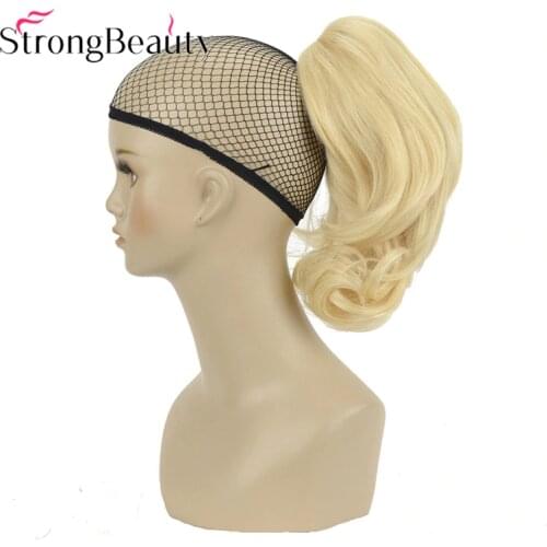 StrongBeauty 12 Inches 10% Synthetic 90% Human Hair Short Curly Ponytail Clip In Hair Extensions With Claw Clip