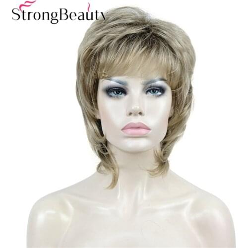 StrongBeauty Short Women Layers Wig Synthetic Hair Natural Straight Capless Wig Many Colors