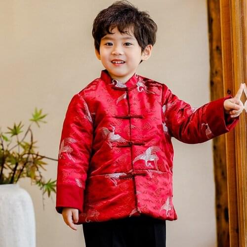Boy Kids Traditional Chinese Style Hanfu Tops Embroidery Oriental Clothing New Year Coats Children Fashion Retro Outfits Jackets