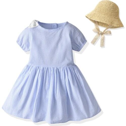 Tem Doger Baby Girls Dresses Summer Dresses Kids Bow Short Sleeve Cute A-line Dress Summer Princess Dresses for Girls