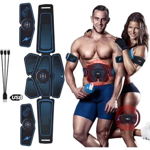 Abdominal Muscle Trainer EMS Fitness Equipment Training Muscle Exerciser Stimulator Belt Belly Arm Massage USB Charged Gym ABS