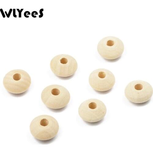 WLYeeS Flat Round Wooden Abacus bead Flying saucer Shaped Spacer beads for Jewelry Making DIY Bracelet baby Toy Findings 8 18 21