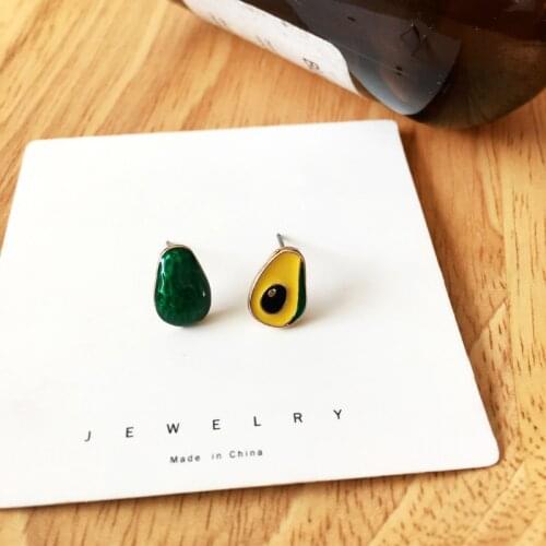 Asymmetrical Cute Avocado Fruit Pineapple Creative 925 Sterling Silver Stud Earrings For Women Fashion Trendy Unique Jewelry