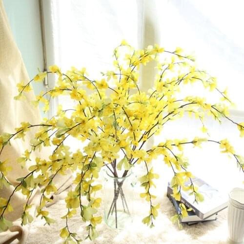 1Pc Artificial Flower Dancing Orchid Fake Flower Yellow Flowers For Home Single Peacock Silk Winter Jasmine imitation Flowers