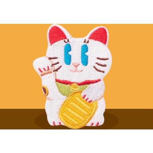 1Pcs Lucky Cat Computer Embroidery Self-adhesive Adhesive Tape Clothing Patches Dog Stickers DIY Holes Stickers Bags Decorative