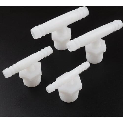 100~2pcs G1/2Inch Thread To 8~12mm Barbed Connectors Food Grade PE Pipe Fittings Aquarium Fish Tank Air Pump Aerator Hose Tee