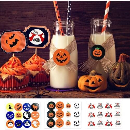 120pcs 3CM Halloween Pumpkin Ghost Round Handmade Packaging Sealing Label Sticker DIY Halloween Gift Stickers Halloween Decor