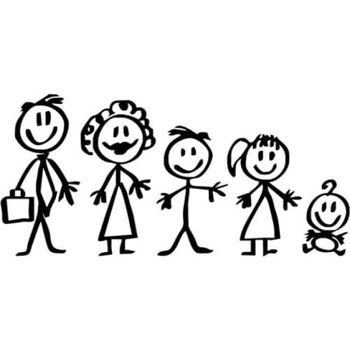 18*8.5CM Cartoon Warm Family Car Stickers Fashion Vinyl Car Decorative Accessories Black/Silver C7-1178