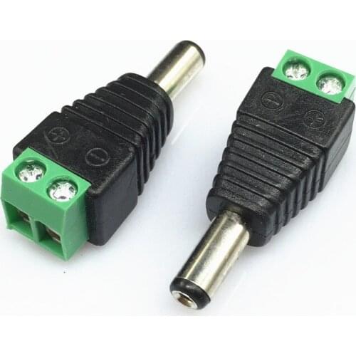 2pcs/lot Male/Female DC Connector 2.1*5.5mm Power Jack Adapter Plug Cable Connector For LED Strip and CCTV Cameras
