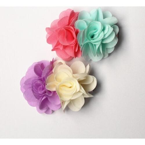 20pc/lot Cute Double Floral Hair Clips Lovely Kids Hairpin Chiffon Felt Flower Girls New Arrival Barrettes Autumn Style
