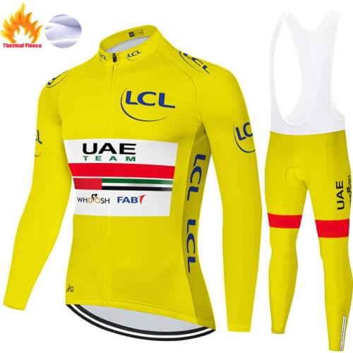 2021 de france team UAE champion cycling kit Winter Thermal Fleece bike clothing men 20D gel ropa bicicleta hombre