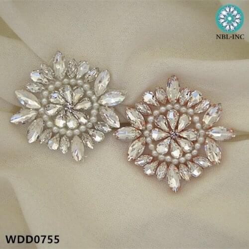 30PCS )Wholesale hand beaded sewing crystal rhinestone applique patch iron on for dresses WDD0755