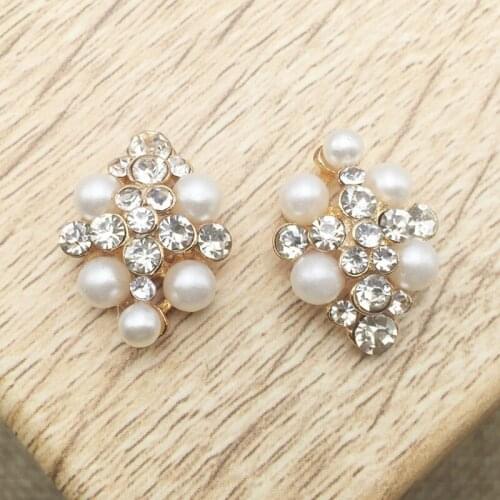 50pcs Flower Rhinestone Button Buckle Crystal Pearl Strass Jewelry Garment Hairpin Flatback Floating Enamel Charms Accessories
