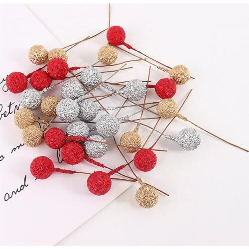 50Pcs Mini Christmas Decoration Red Berries Artificial Cherry Berry Stamen Home Party Decor Gifts Box Decoration Accessories